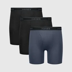 Hanes Men's Performance Stretch Boxer Briefs - Black/Gray S