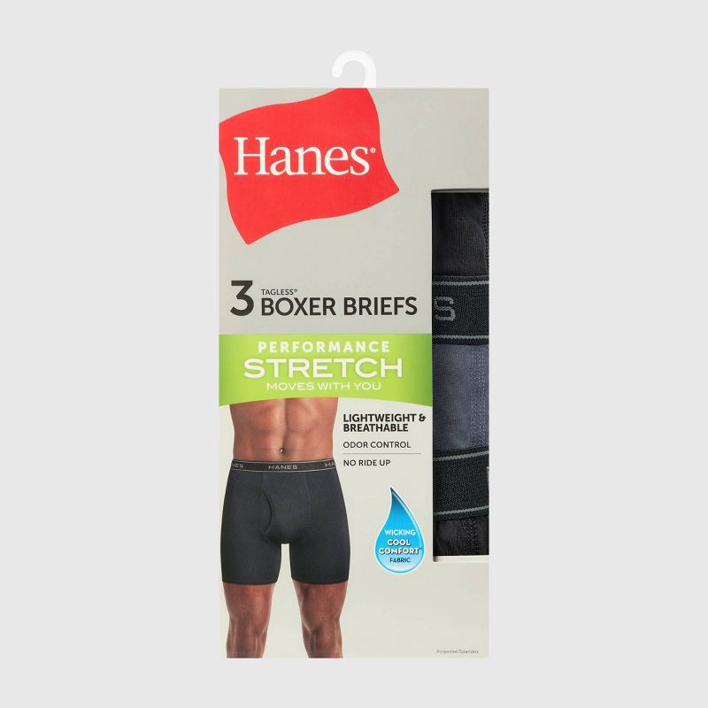 slide 2 of 8, Hanes Men's Performance Stretch Boxer Briefs - Black/Gray L, 1 ct
