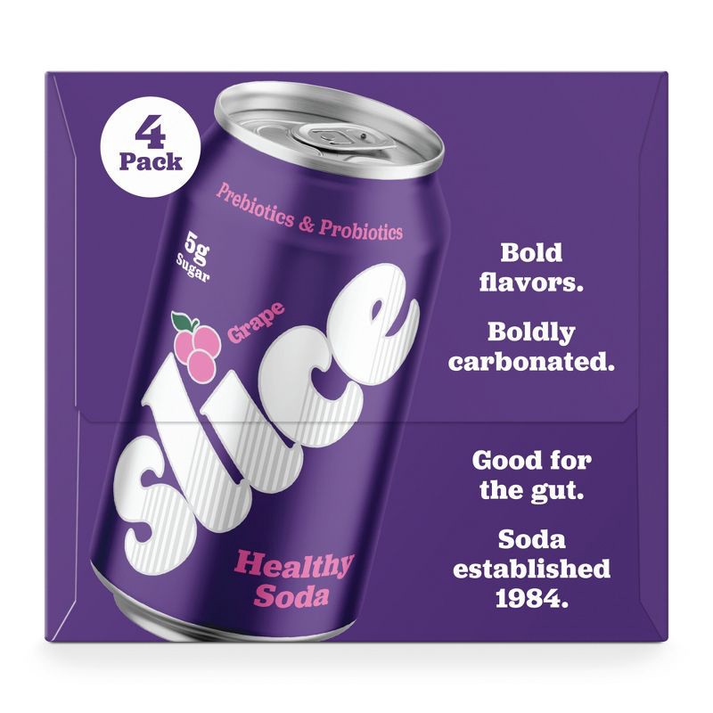 slide 8 of 9, Slice Grape Healthy Soda - 12 fl oz Cans/4pk, 4 ct; 12 fl oz