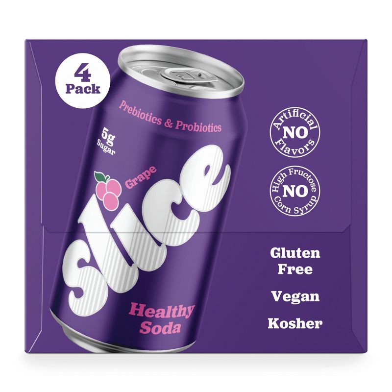 slide 9 of 9, Slice Grape Healthy Soda - 12 fl oz Cans/4pk, 4 ct; 12 fl oz
