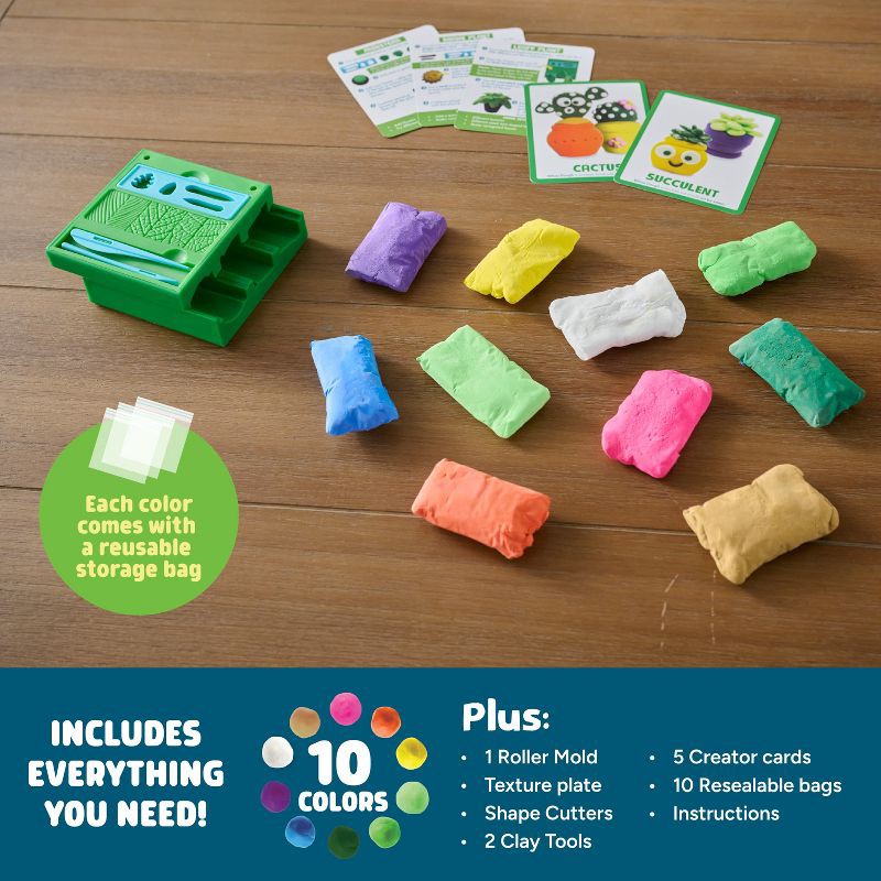 slide 6 of 8, Chuckle & Roar Whoa Dough Slide & Shape Plant Creator Air Dry Clay Kit with Roller Mold System 10 Colors Ages 5+, 1 ct