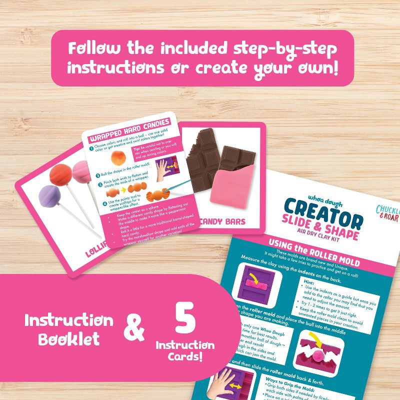 slide 5 of 8, Chuckle & Roar Whoa Dough Slide & Shape Candy Creator Air Dry Clay Kit with Roller Mold System 10 Colors Ages 5+, 1 ct