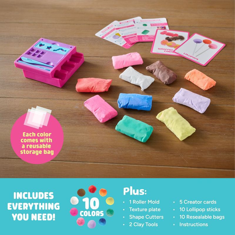 slide 6 of 8, Chuckle & Roar Whoa Dough Slide & Shape Candy Creator Air Dry Clay Kit with Roller Mold System 10 Colors Ages 5+, 1 ct