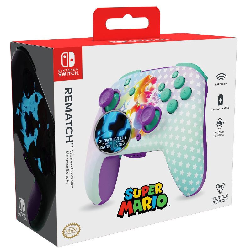 slide 15 of 15, Turtle Beach Rematch Wireless Controller Invincible Mario - Nintendo Switch: Bluetooth, Motion Control, 1 ct