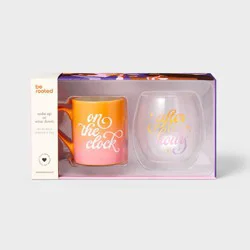 Be Rooted 2pk 18 fl oz 'On the Clock' Mug and 12 fl oz 'After Hours' Wine Set