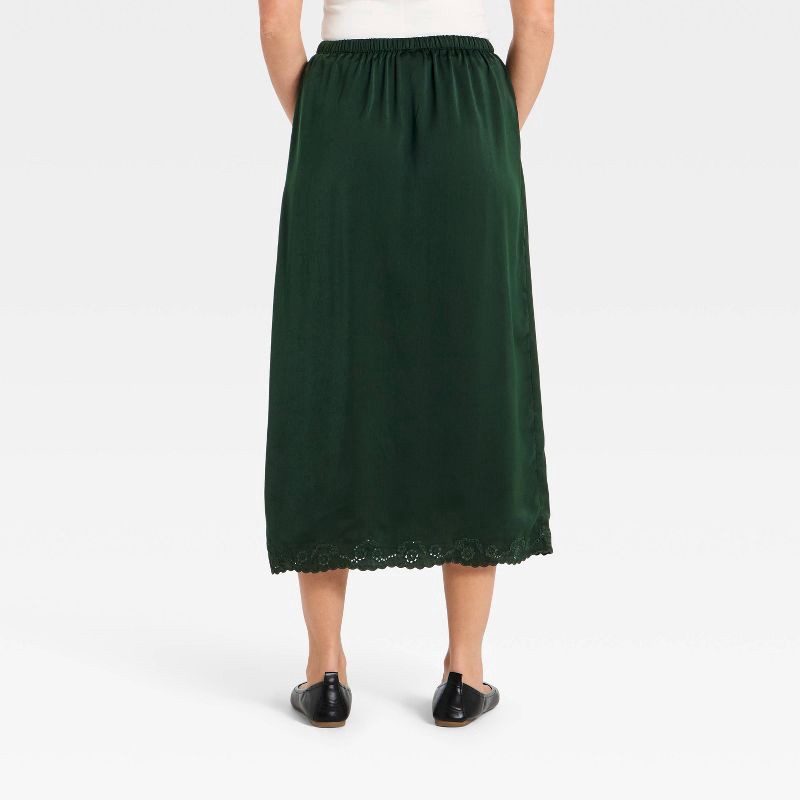 slide 2 of 3, Women's Cutwork Midi A-Line Skirt - Universal Thread™ Dark Green L, 1 ct