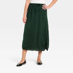 Women's Cutwork Midi A-Line Skirt - Universal Thread™ Dark Green XL