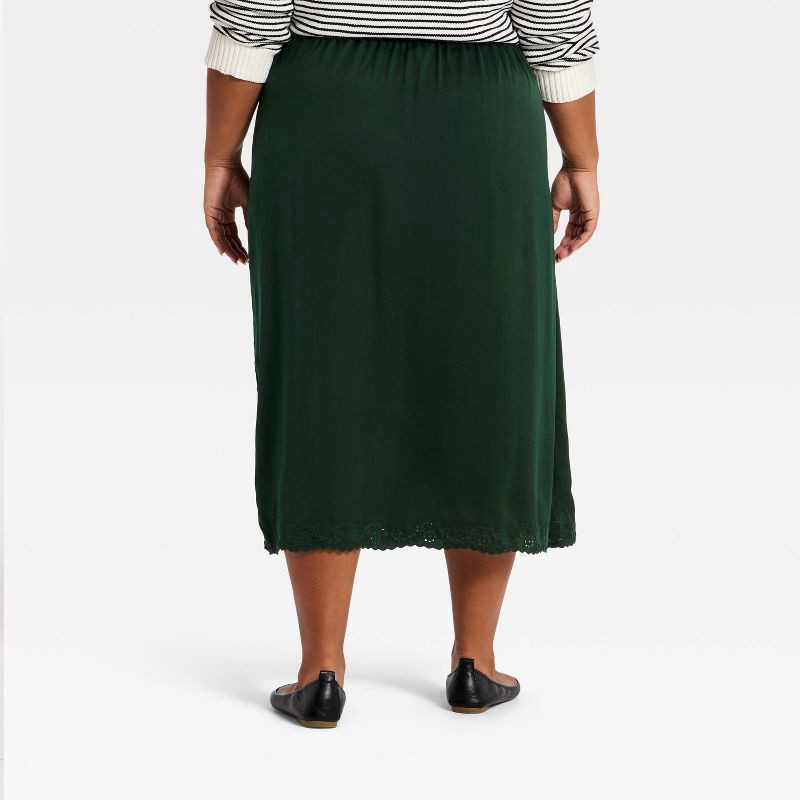 slide 2 of 3, Women's Cutwork Midi A-Line Skirt - Universal Thread™ Dark Green XXL, 1 ct