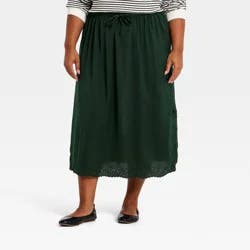 Women's Cutwork Midi A-Line Skirt - Universal Thread™ Dark Green XXL