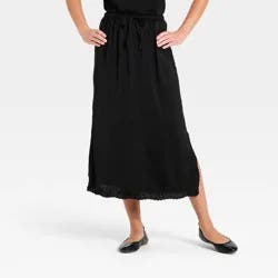 Women's Cutwork Midi A-Line Skirt - Universal Thread™ Black XL