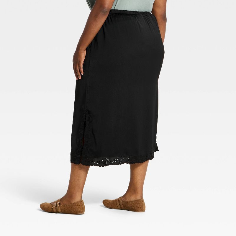 slide 2 of 3, Women's Cutwork Midi A-Line Skirt - Universal Thread™ Black XXL, 1 ct
