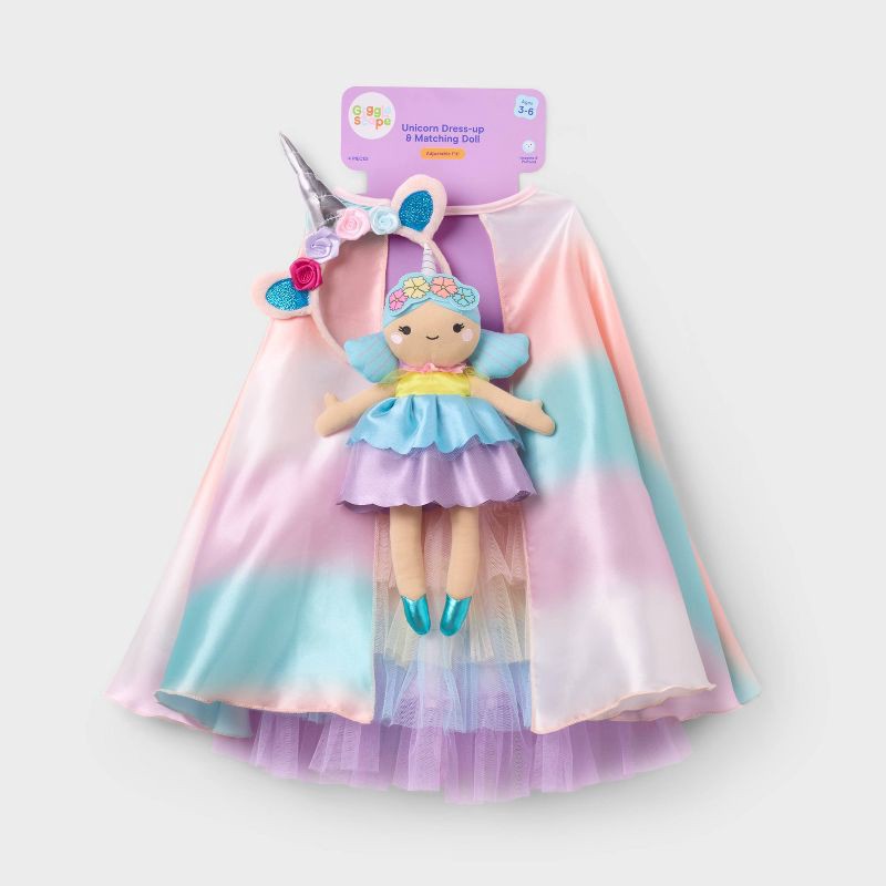 slide 3 of 4, 25.7" Unicorn 2 Dress-Up 3 with Doll 4pc Set - Gigglescape™, 4 ct