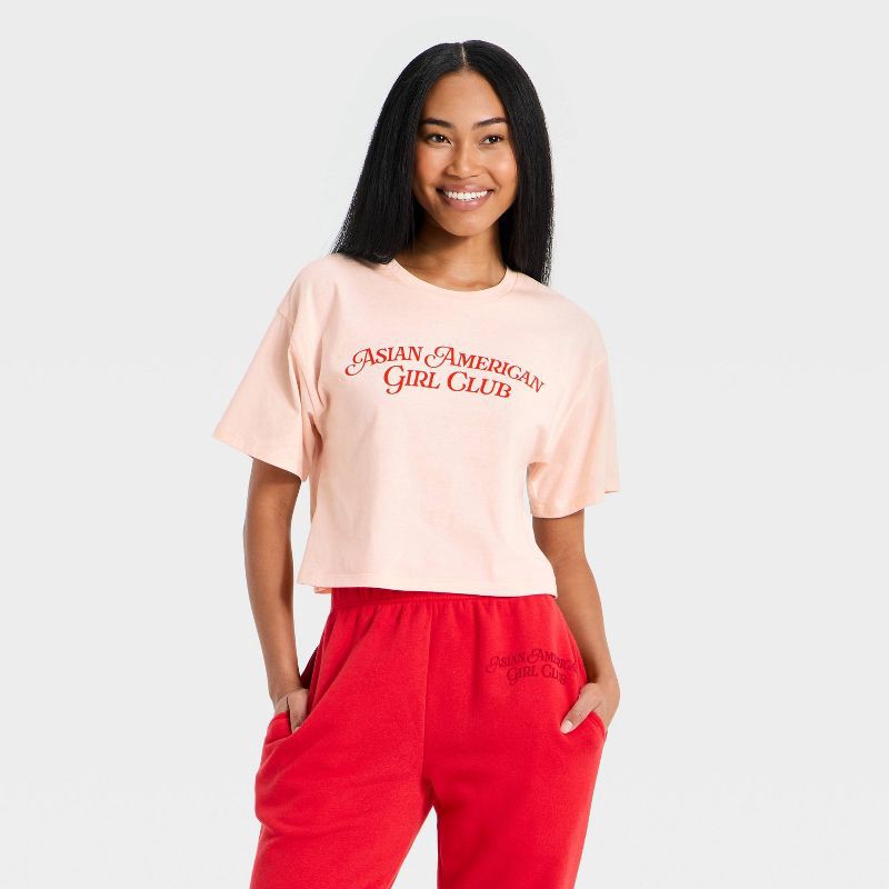 Lunar New Year Asian American Girl Club Adult Short Sleeve Cropped