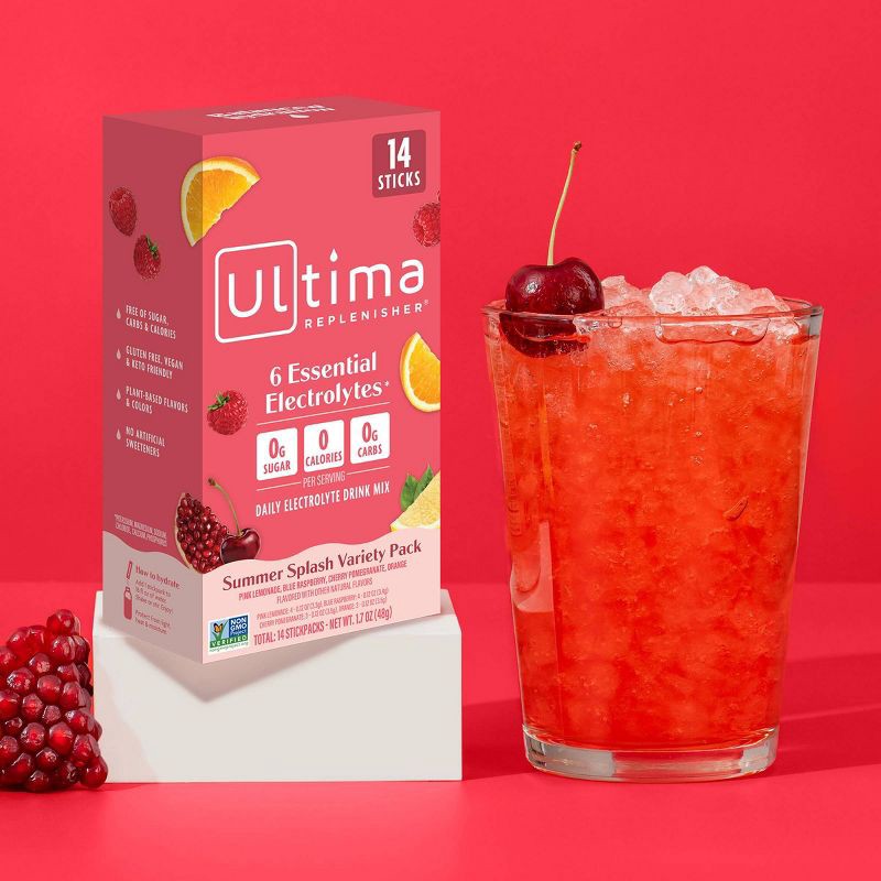 slide 2 of 8, Ultima Replenisher Daily Hydration Electrolyte Stick Packs - Summer Splash Variety Pack - 1.7oz/14ct, 1.7 oz, 14 ct