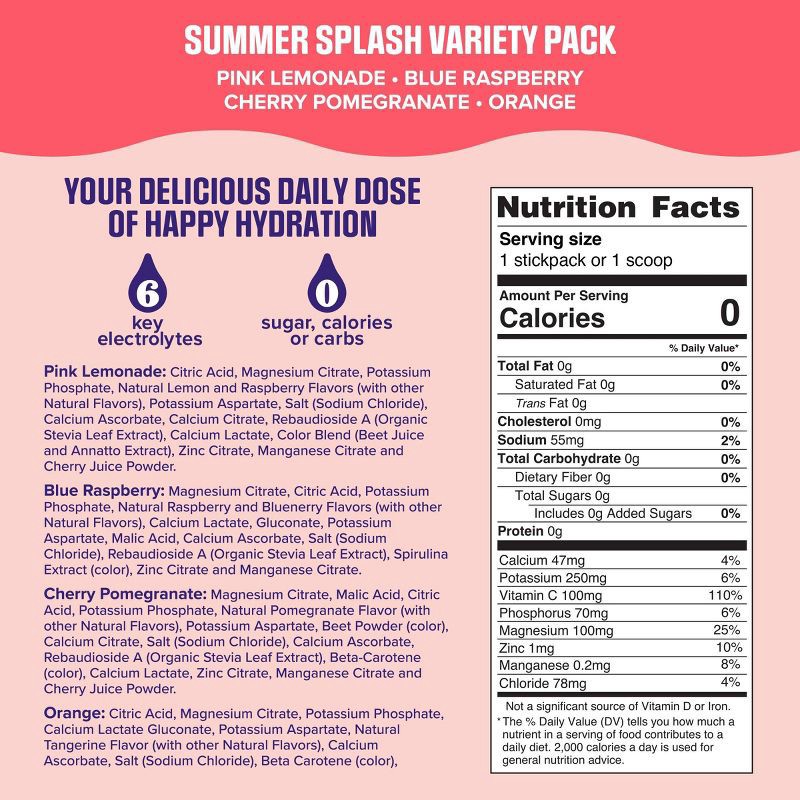slide 3 of 8, Ultima Replenisher Daily Hydration Electrolyte Stick Packs - Summer Splash Variety Pack - 1.7oz/14ct, 1.7 oz, 14 ct