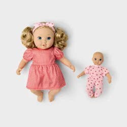 14" Blonde Hair/Blue Eyes Toddler Doll + Mini Baby Doll - Gigglescape™