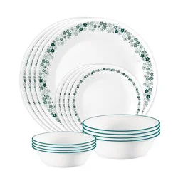 Corelle 16pc Spring Blossom Green Dinnerware Set