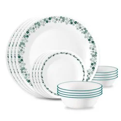 Corelle 16pc Spring Blossom Green Dinnerware Set