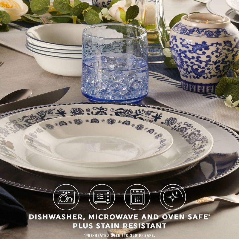 slide 4 of 7, Corelle 16pc Old Town Blue Dinnerware Set, 16 ct