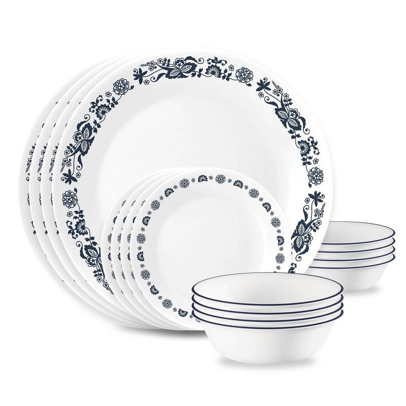 slide 1 of 7, Corelle 16pc Old Town Blue Dinnerware Set, 16 ct