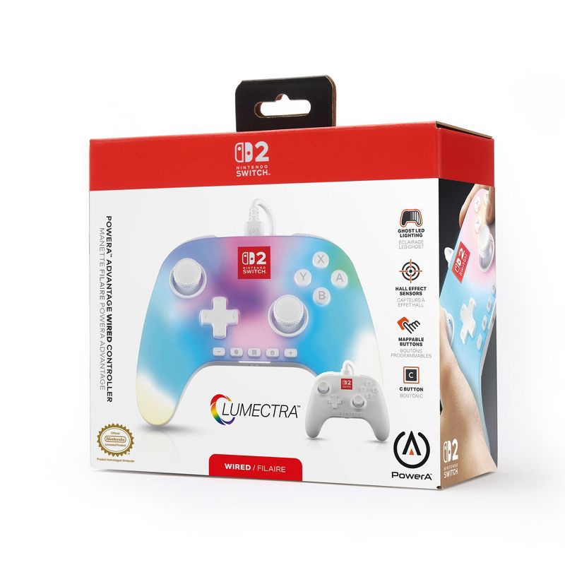 slide 16 of 17, PowerA Advantage Wired Controller for Nintendo Switch 2 - Lumectra: USB Connection, Nintendo Licensed, 1 ct
