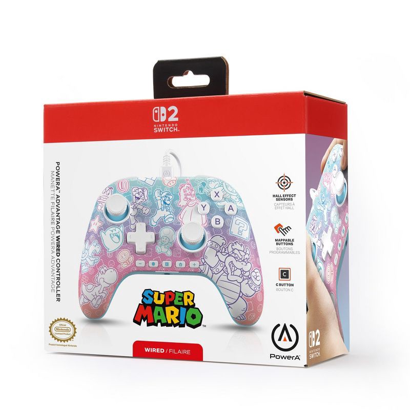 slide 8 of 9, Advantage Wired Controller for Nintendo Switch 2 - Mushroom Kingdom: PowerA USB Compatible, 1 ct