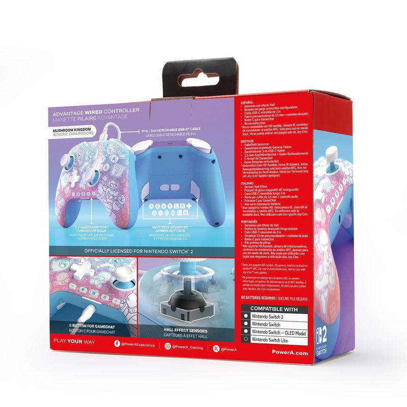 slide 9 of 9, Advantage Wired Controller for Nintendo Switch 2 - Mushroom Kingdom: PowerA USB Compatible, 1 ct