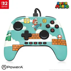 PowerA Advantage Wired Controller for Nintendo Switch 2 - Mario Time: USB, 10ft Cable Length