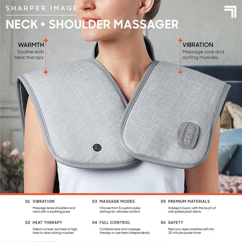 slide 2 of 7, Sharper Image Heated Neck and Shoulder Massager Wrap, 1 ct