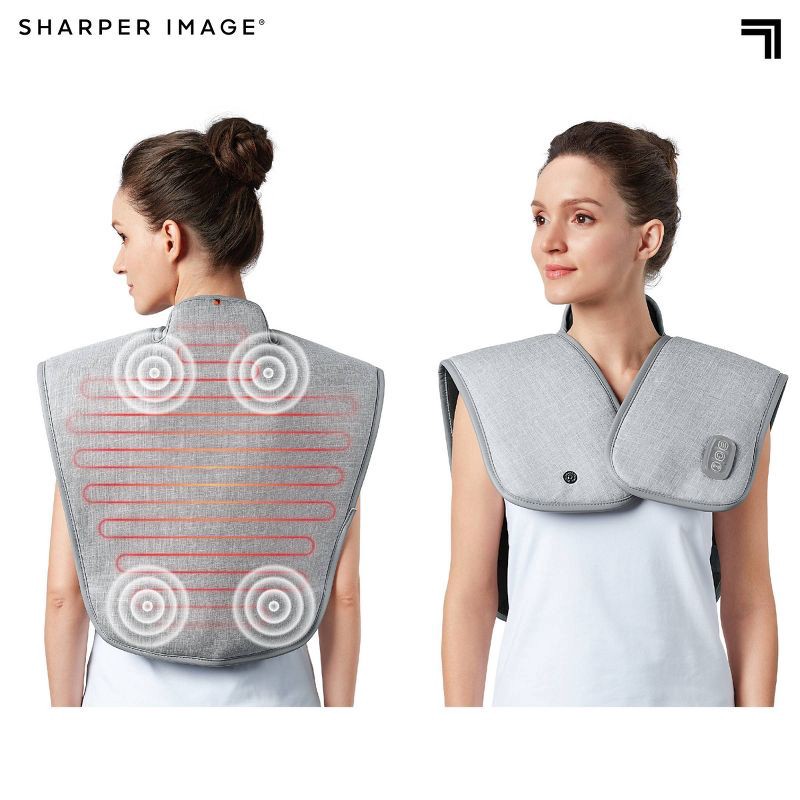 slide 3 of 7, Sharper Image Heated Neck and Shoulder Massager Wrap, 1 ct