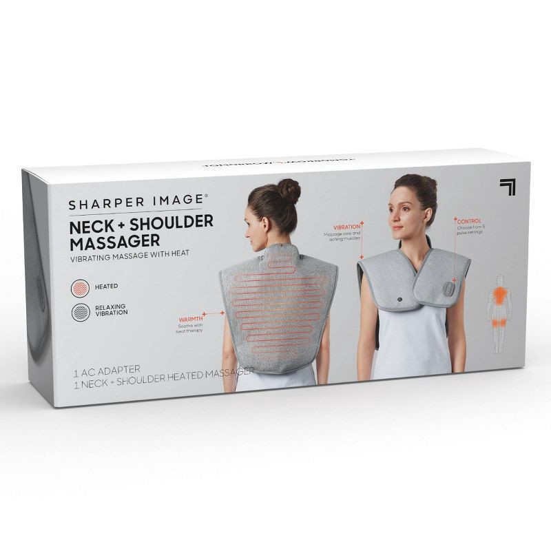 slide 6 of 7, Sharper Image Heated Neck and Shoulder Massager Wrap, 1 ct