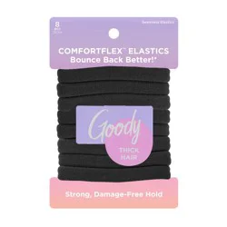 Goody Black Seamless Elastics - Thick Hair - 8ct: Nylon, Hair Styling, All Hair Types
