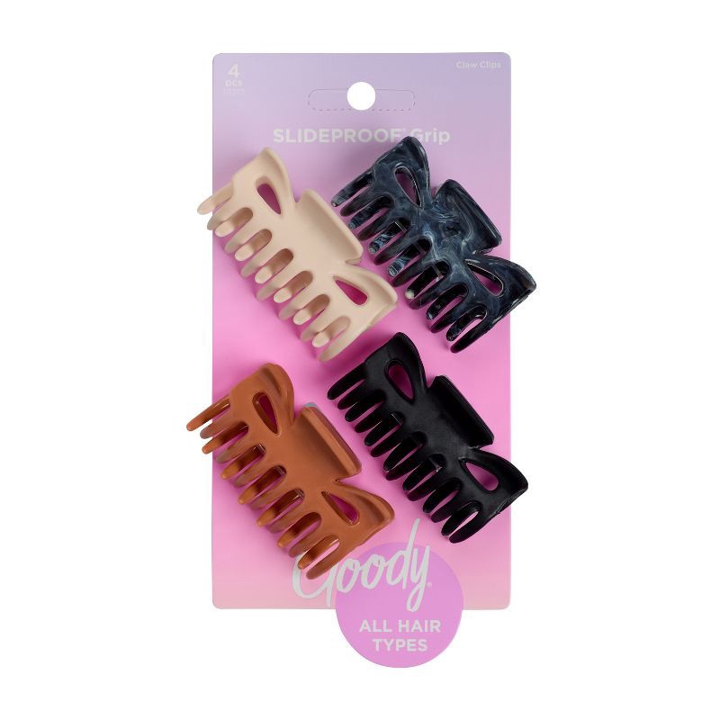 slide 1 of 5, Goody Basic Small Claw Clips - Black/Brown - 4ct, 4 ct
