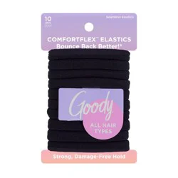Goody Black Seamless Elastics - 10ct: For All Hair Types, Nylon Material, Hair Styling