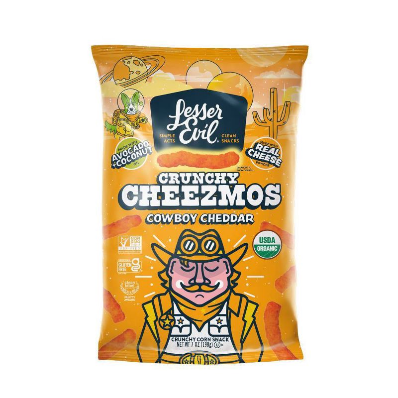 slide 1 of 5, LesserEvil Cheezmos Cowboy Cheddar Chips - 7oz, 7 oz