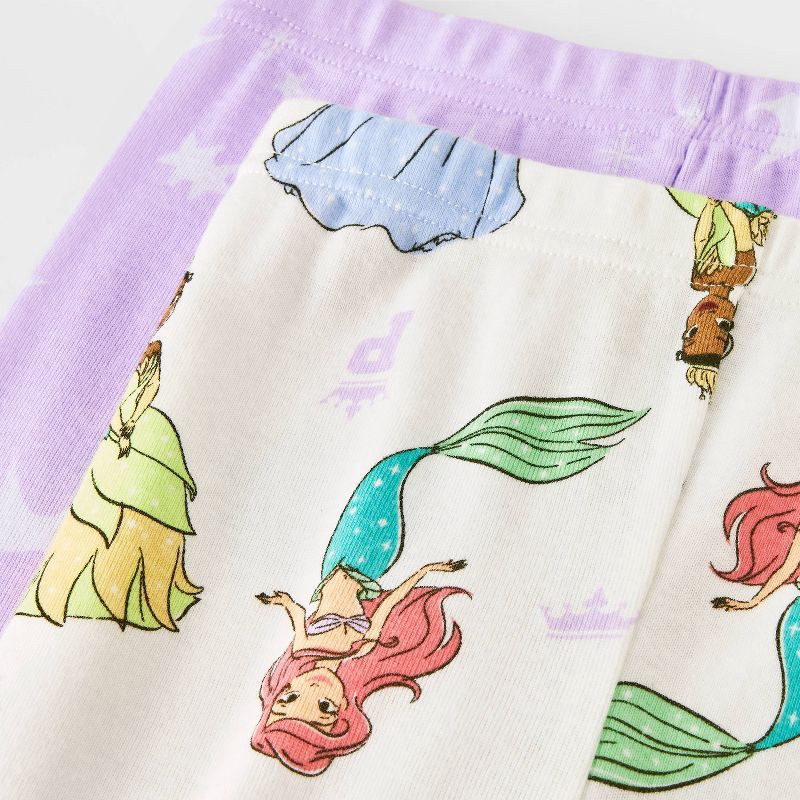 slide 4 of 4, Toddler Girls' 4pc Snug Fit Disney Princess Cotton Pajama Set - Purple/Ivory 5T, 4 ct