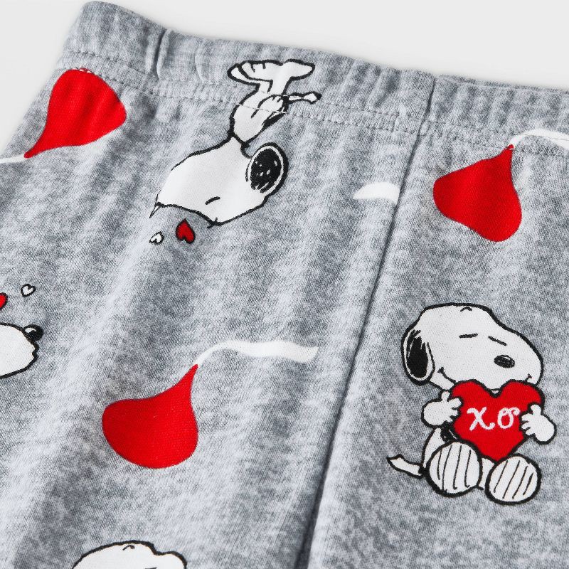 slide 4 of 4, Toddler Valentine's Day 2pc Snug Fit Snoopy/Hersey Kisses Peanuts Cotton Valentine Pajama Set - Gray 12M, 2 ct