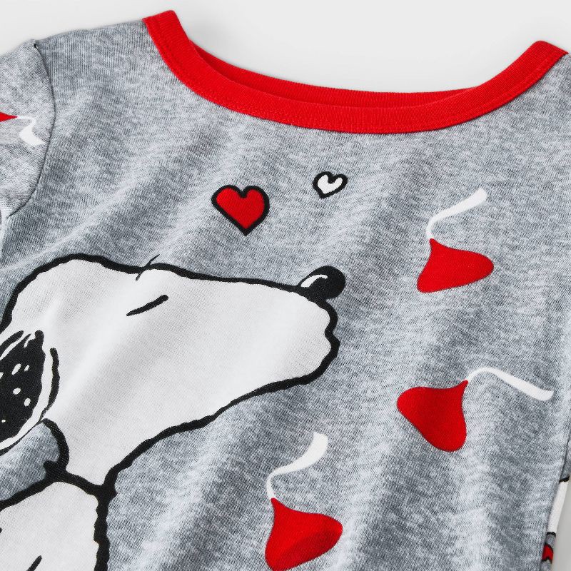 slide 3 of 4, Toddler Valentine's Day 2pc Snug Fit Snoopy/Hersey Kisses Peanuts Cotton Valentine Pajama Set - Gray 18M, 2 ct