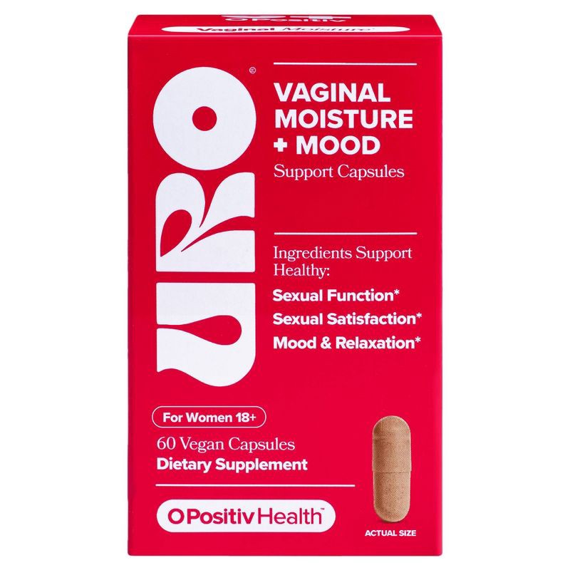 slide 1 of 8, O Positiv URO Vaginal Moisture + Mood to Support Vaginal Dryness, Intimacy, and Sexual Function Dietary Supplement - 60ct, 60 ct