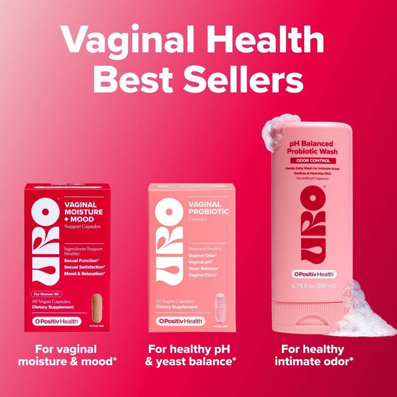 slide 8 of 8, O Positiv URO Vaginal Moisture + Mood to Support Vaginal Dryness, Intimacy, and Sexual Function Dietary Supplement - 60ct, 60 ct