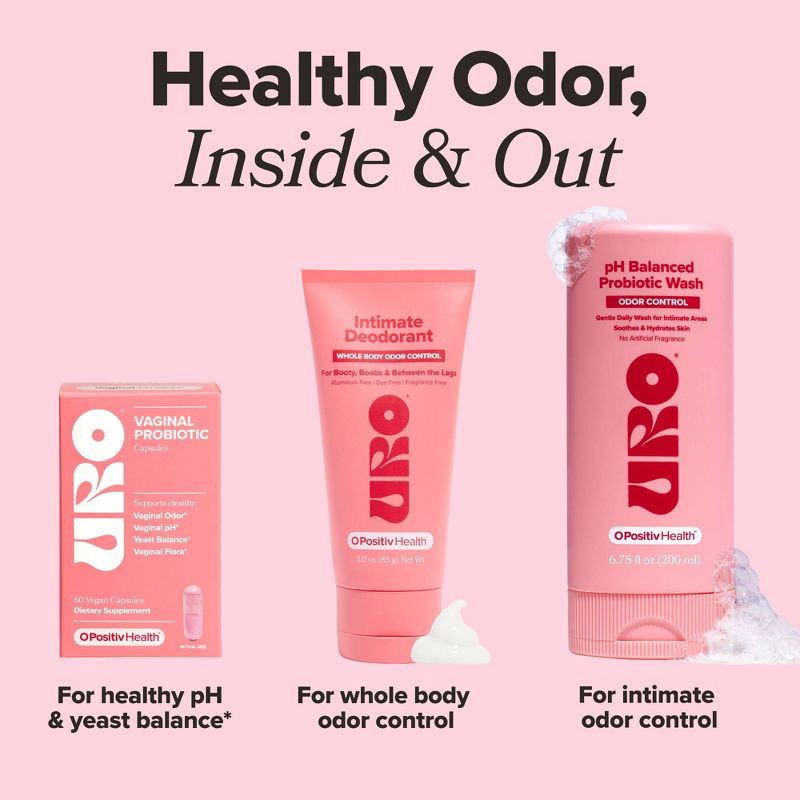 slide 10 of 10, O Positiv URO pH Balanced Probiotic Wash for Intimate Odor Control, pH Balance, Dryness & Irritation Support - 6.75 fl oz, 6.75 fl oz