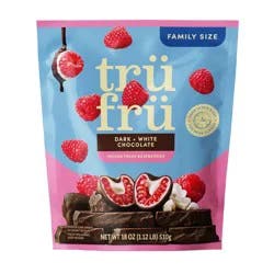 Tru Fru Frozen Fresh Raspberries in Dark and White Chocolate - 18oz