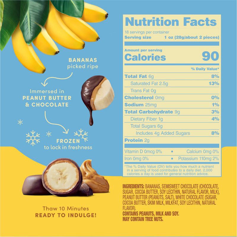 slide 4 of 6, Tru Fru Frozen Fresh Bananas in Dark Chocolate and Peanut Butter - 18oz, 18 oz