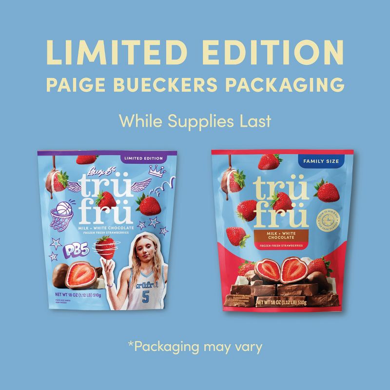 slide 3 of 6, Tru Fru Frozen Fresh Strawberries in Milk and White Chocolate - 18oz, 18 oz