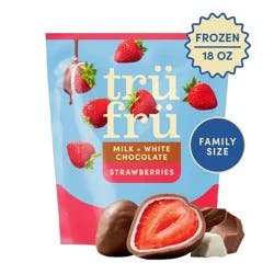 Tru Fru Frozen Fresh Strawberries in Milk and White Chocolate - 18oz