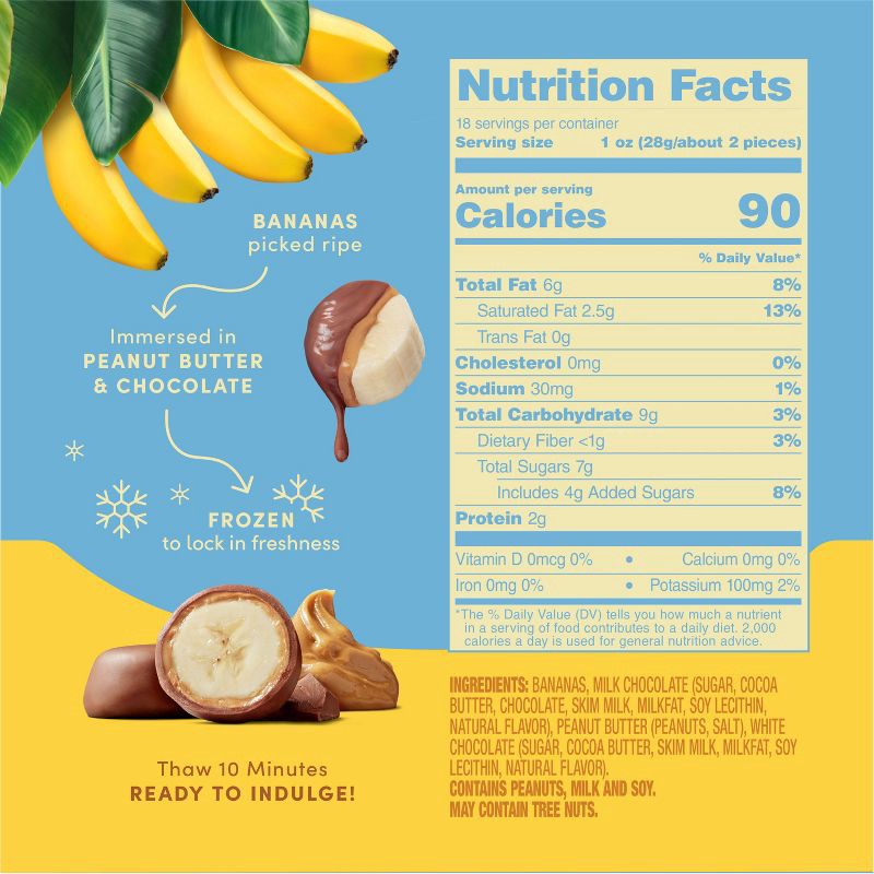 slide 4 of 6, Tru Fru Frozen Fresh Bananas in Milk Chocolate and Peanut Butter - 18oz, 18 oz