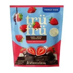 Tru Fru Frozen Fresh Strawberries in Dark and White Chocolate - 18oz
