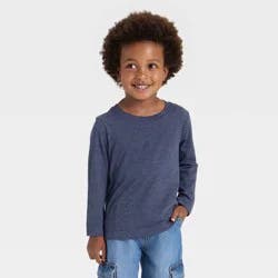 Toddler Boys' Long Sleeve Knit T-Shirt - Cat & Jack™ Navy Blue 3T