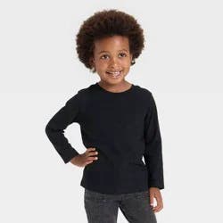 Toddler Boys' Long Sleeve Knit T-Shirt - Cat & Jack™ Black 18M
