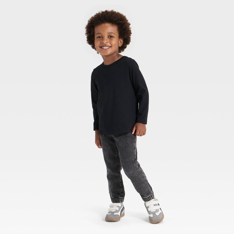 slide 3 of 3, Toddler Boys' Long Sleeve Knit T-Shirt - Cat & Jack™ Black 5T, 1 ct